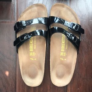 Birkenstock Ibiza Two Strap Patent Leather Sandals